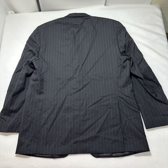 Chaps Suit Jacket Men's 46 Long (46L) 100% Wool Black Pinstripe Sport Coat - Picture 14 of 16